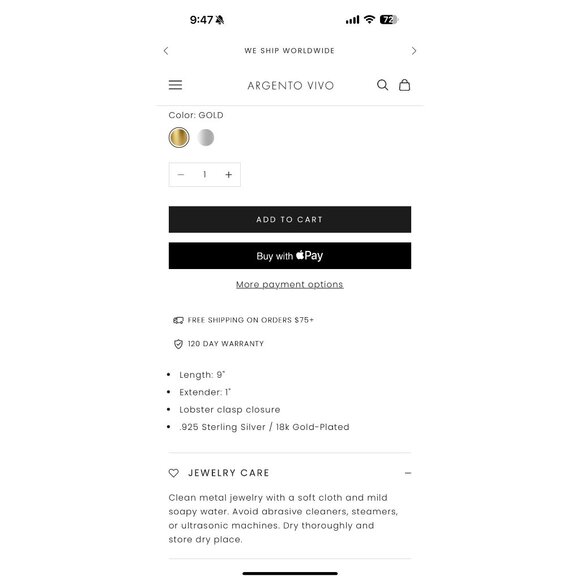 NWT Argento Vivo 18K Gold Plated Sterling Silver Double Layer Chain Anklet - Picture 9 of 9